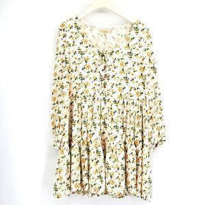C&V Chelsea & Violet Yellow Floral Oversized Mini Dress Tunic Medium 8 NWT